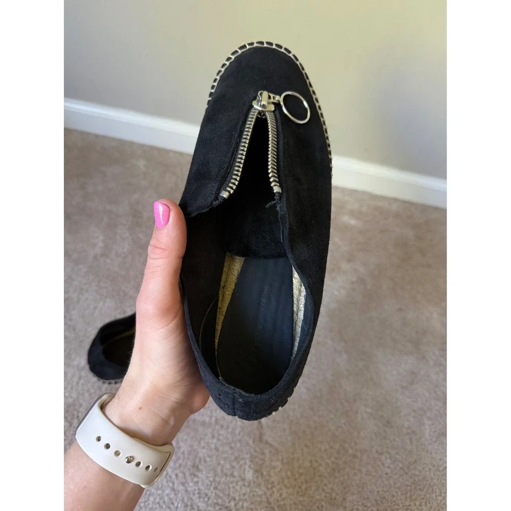 Alexander Wang Espadrille‎ Flats Shoes Devon Black Suede Zip Front 39
